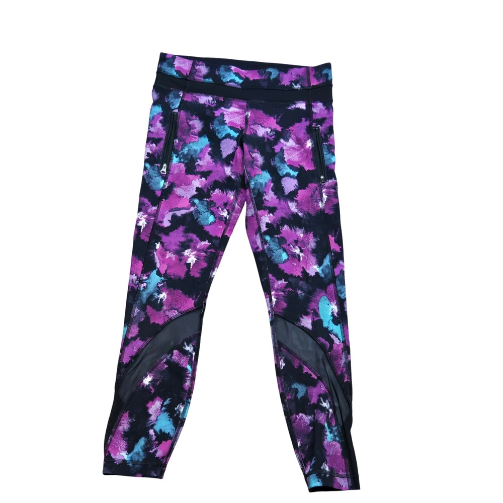 Lululemon Inspire Tight Abstract Floral Mesh Panel Leggings Zipper Pockets 6 - Picture 3 of 15